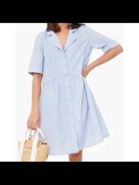 Tuckernuck Light Blue Button-Front Mini Dress